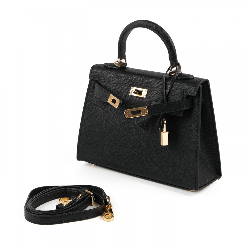 Жіноча шкіряна сумка Kelly чорна - 3 фото