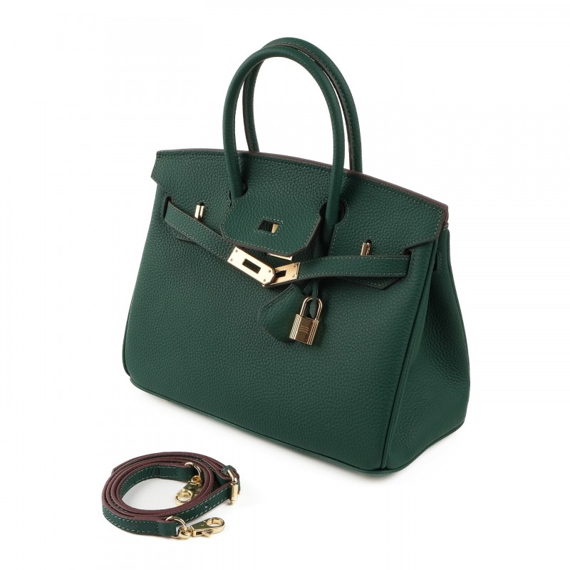 Жіноча шкіряна сумка Brigitte 30 темно-зелена - 7 фото