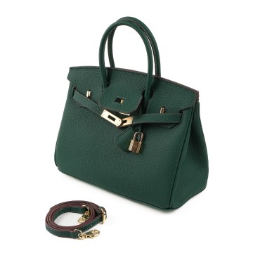 Жіноча шкіряна сумка Brigitte 30 темно-зелена фото