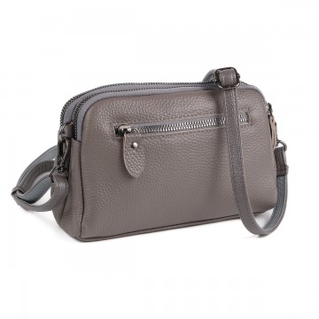 Жіноча шкіряна сумка через плече Vanessa бежева фото