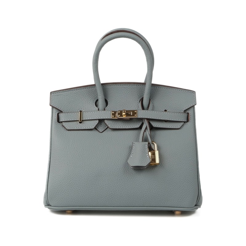 Женская кожаная сумка Brigitte 25 серо-голубая