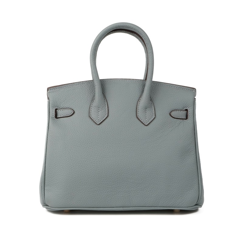 Женская кожаная сумка Brigitte 25 серо-голубая - 2 фото