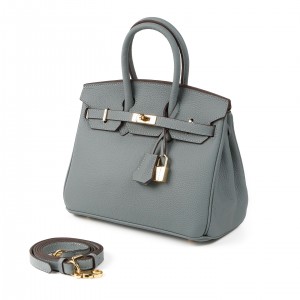 Жіноча шкіряна сумка Brigitte 25 сіро-блакитна