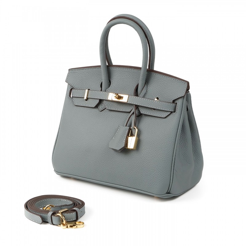 Жіноча шкіряна сумка Brigitte 25 сіро-блакитна - 1 фото