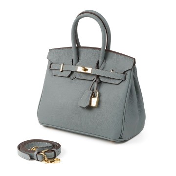 Женская кожаная сумка Brigitte 25 серо-голубая фото