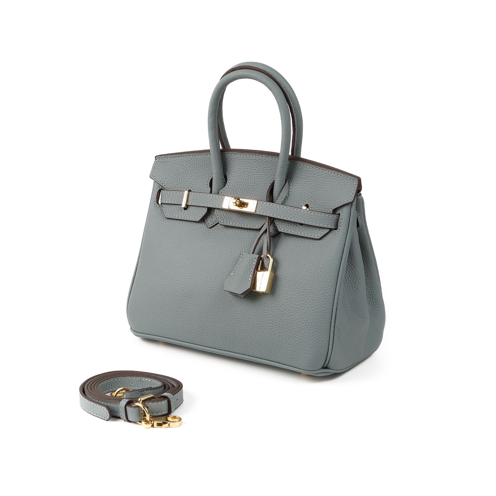 Жіноча шкіряна сумка Brigitte 25 сіро-блакитна