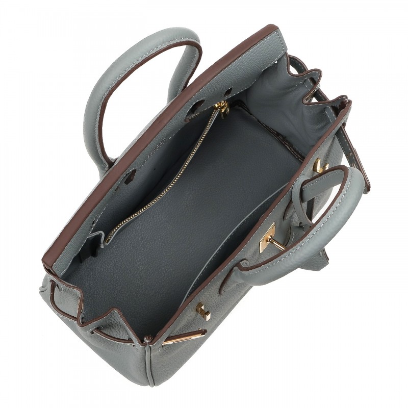 Жіноча шкіряна сумка Brigitte 25 сіро-блакитна - 3 фото