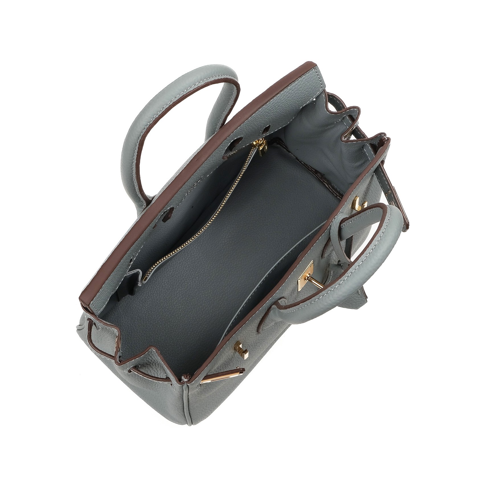 Женская кожаная сумка Brigitte 25 серо-голубая