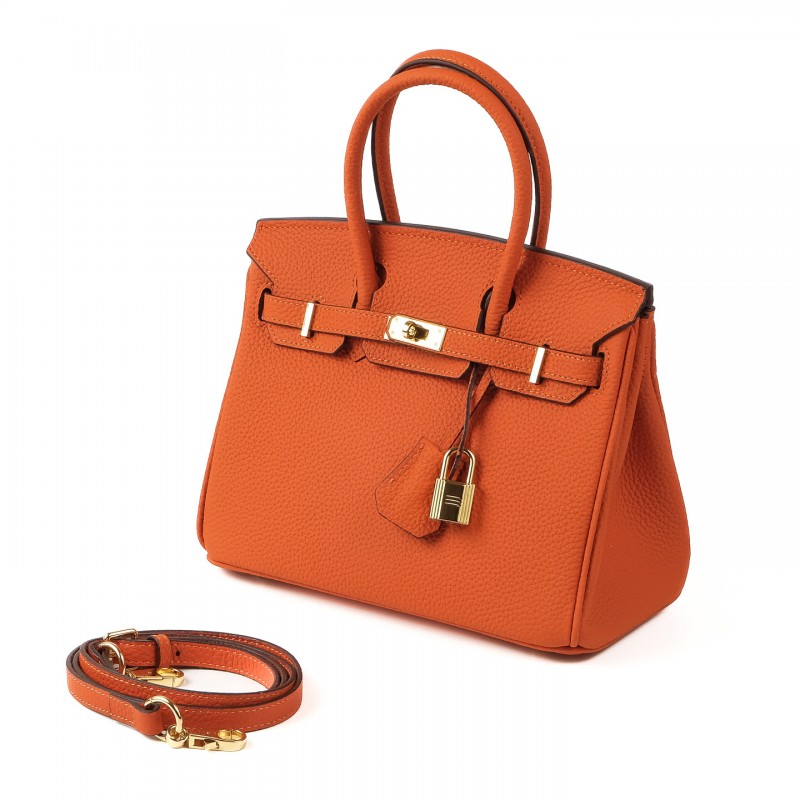 Женская кожаная сумка Brigitte 25 оранжевая - 3 фото