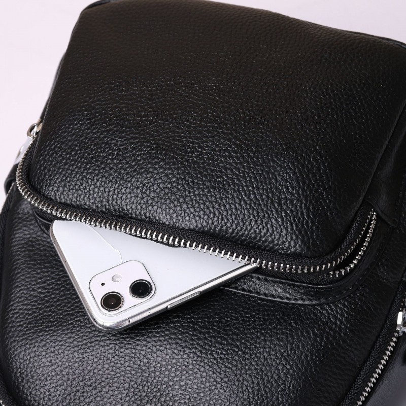 Женский кожаный рюкзак Adeline черный - 14 фото