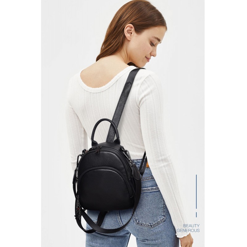 Женский кожаный рюкзак Alize черный - 9 фото