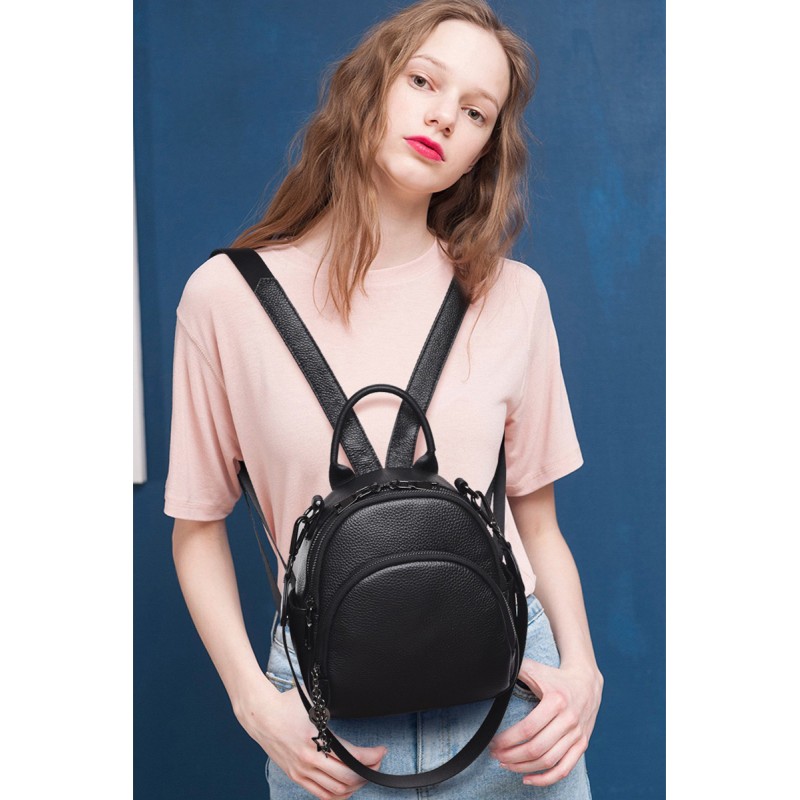 Жіночий шкіряний рюкзак Alize чорний - 10 фото