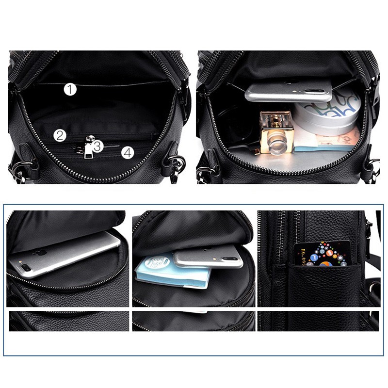 Жіночий шкіряний рюкзак Alize чорний - 16 фото