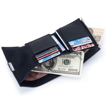 Жіночий шкіряний гаманець Monique чорний фото