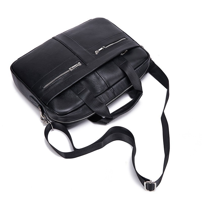 Мужская кожаная сумка для ноутбука Thomas черная - 1 фото