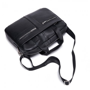 Мужская кожаная сумка для ноутбука Thomas черная фото