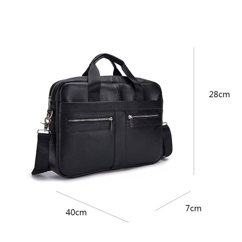 Чоловіча шкіряна сумка для ноутбука Thomas чорна - 7 фото