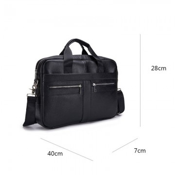 Чоловіча шкіряна сумка для ноутбука Thomas чорна фото