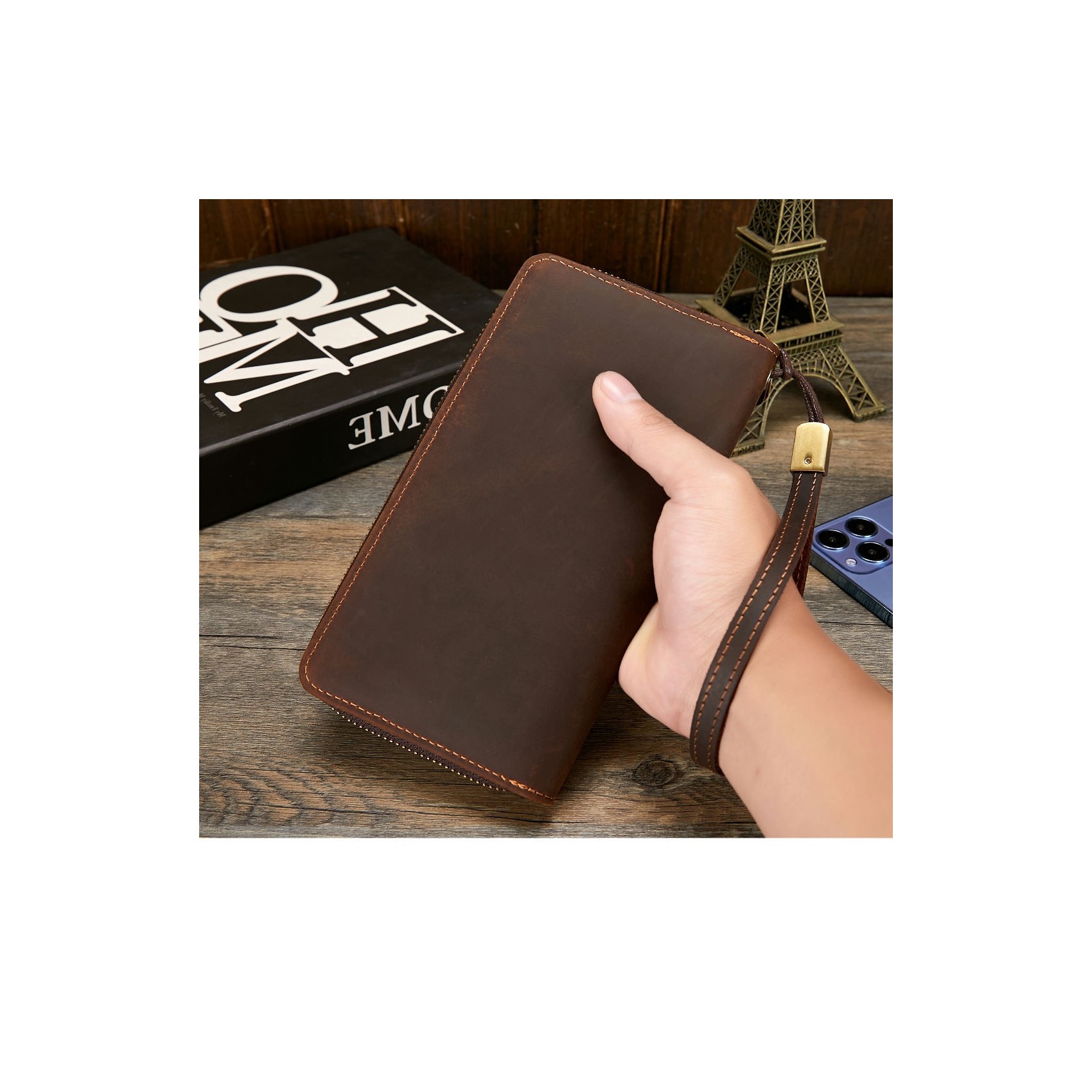 Чоловіче шкіряне портмоне Texas темно-коричневе