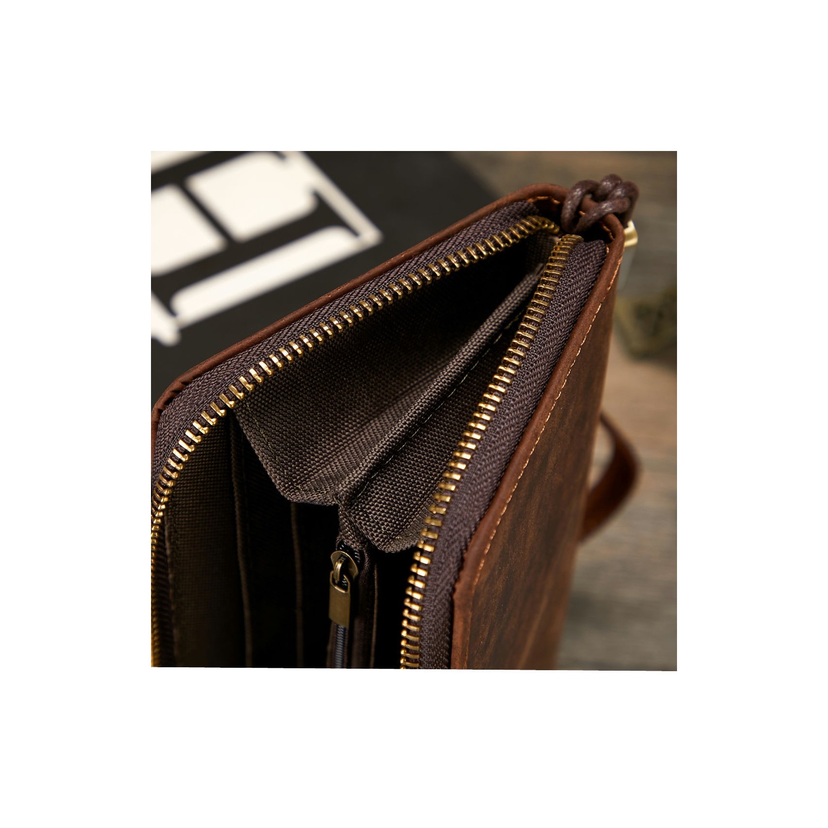 Мужское кожаное портмоне Texas темно-коричневое