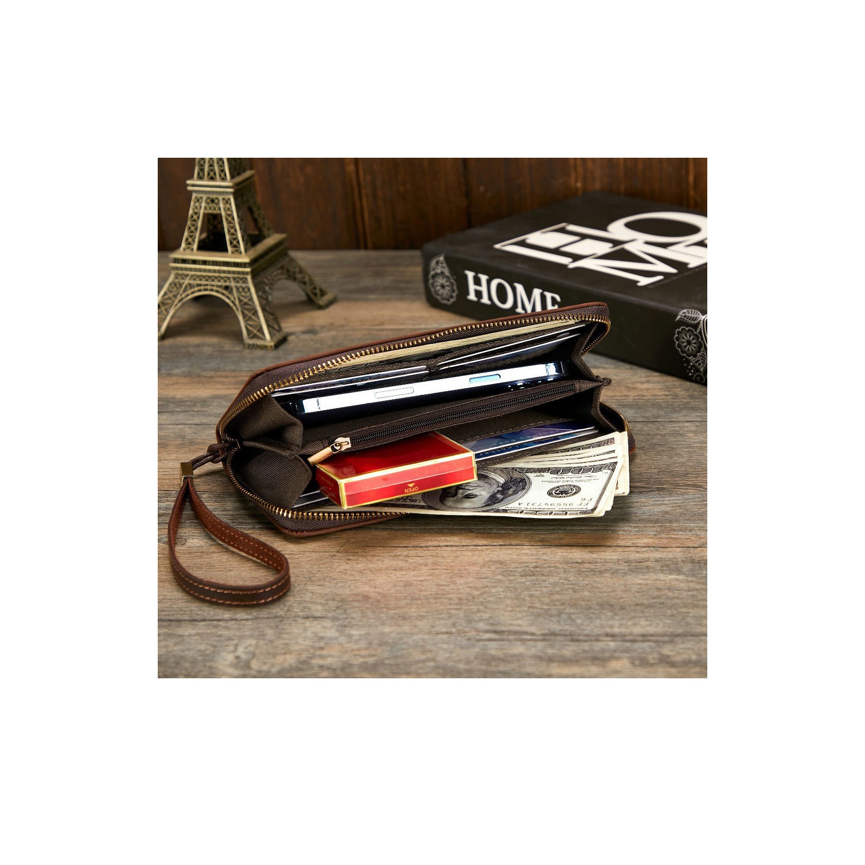 Чоловіче шкіряне портмоне Texas темно-коричневе