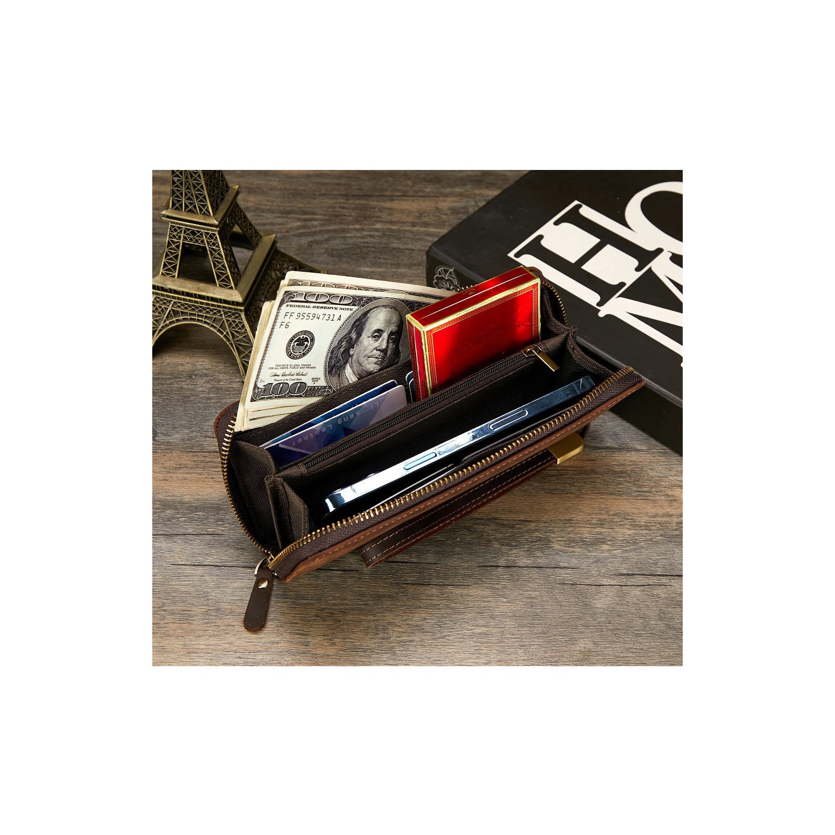 Чоловіче шкіряне портмоне Texas темно-коричневе