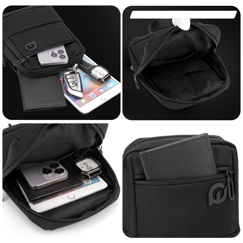 Мужская сумка слинг через плечо Felix черная - 3 фото