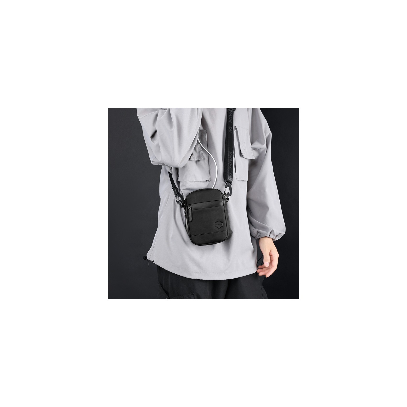 Чоловіча сумка барсетка Waltone через плече чорна