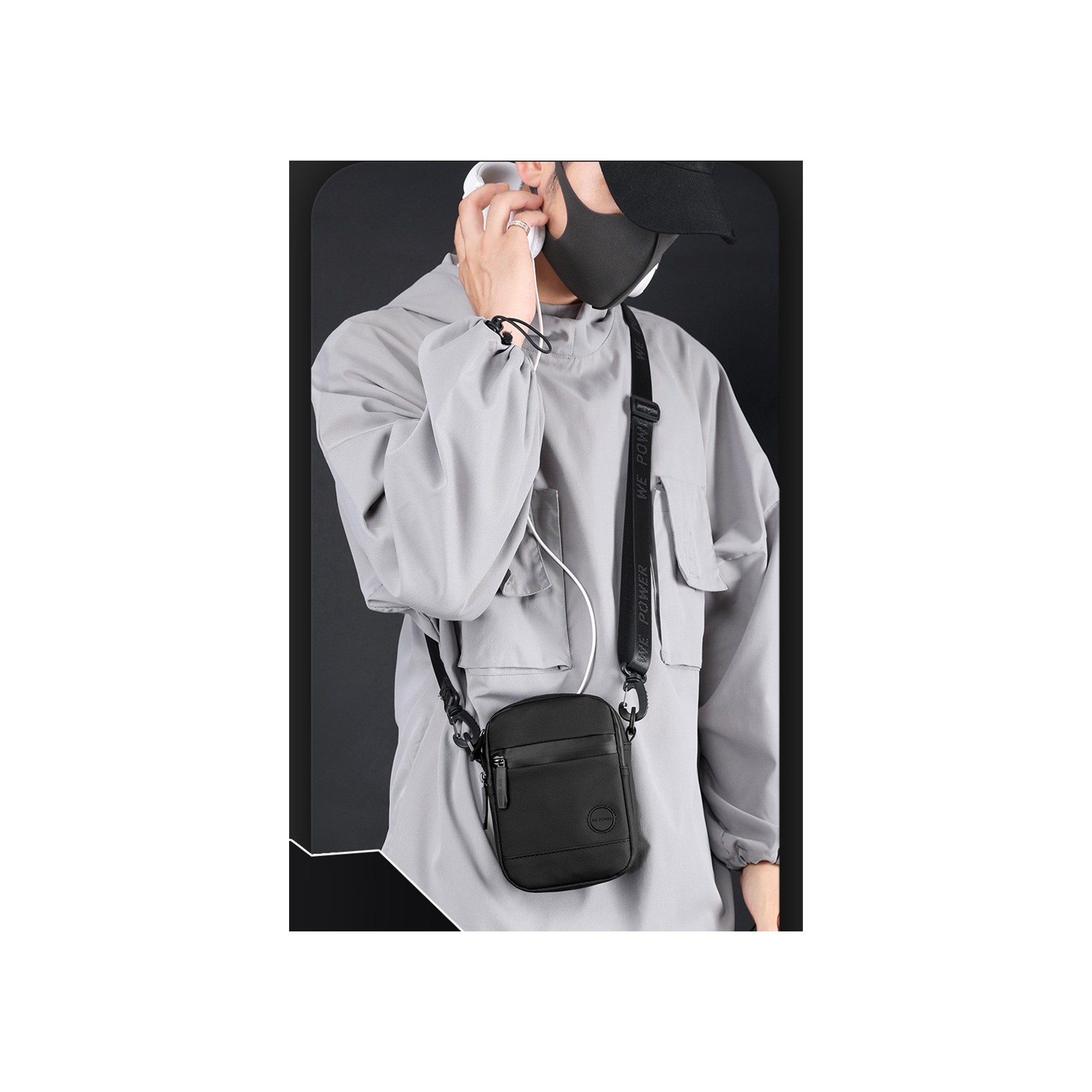 Чоловіча сумка барсетка Waltone через плече чорна