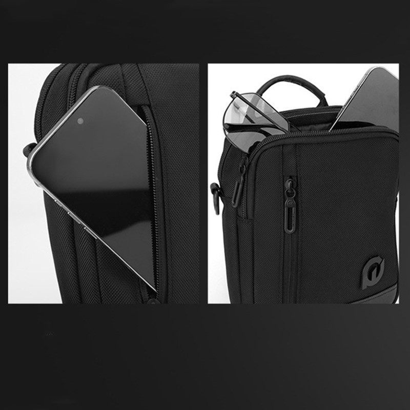 Мужская сумка барсетка через плечо Henry черная - 11 фото