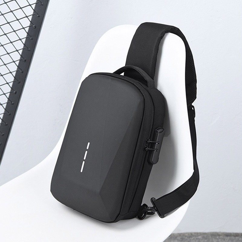 Чоловіча сумка слінг через плече Breton чорна - 2 фото