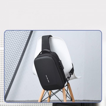 Чоловіча сумка слінг через плече Breton чорна фото