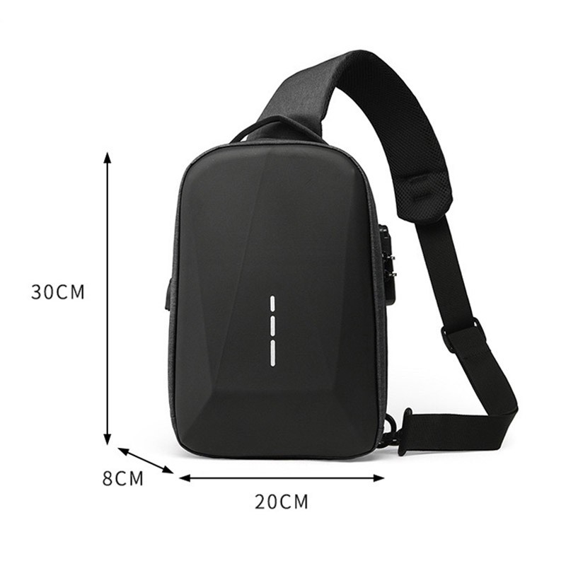 Чоловіча сумка слінг через плече Breton чорна - 4 фото