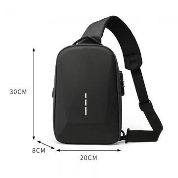 Чоловіча сумка слінг через плече Breton чорна фото