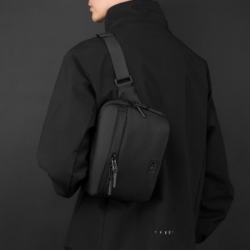 Сумка бананка на пояс Malcolm чорна фото