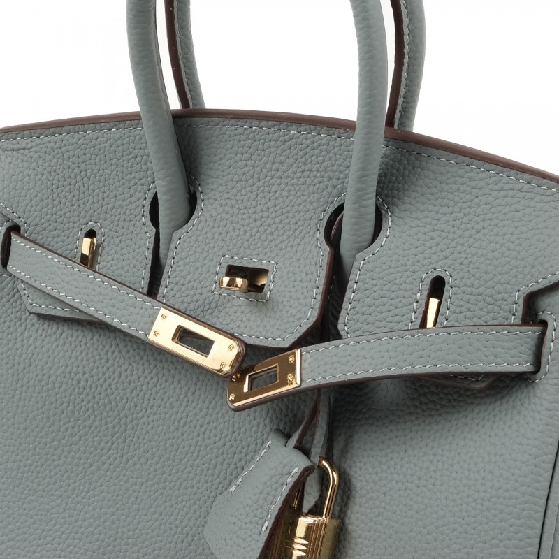 Женская кожаная сумка Brigitte 25 серо-голубая - 4 фото