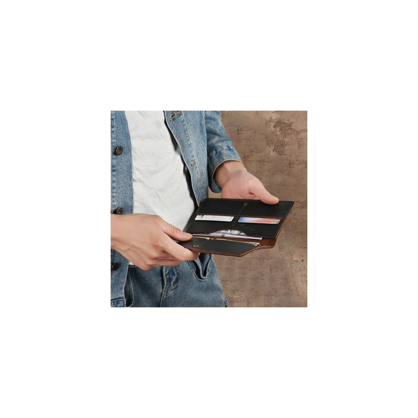 Мужской кожаный кошелек Henry темно-коричневый