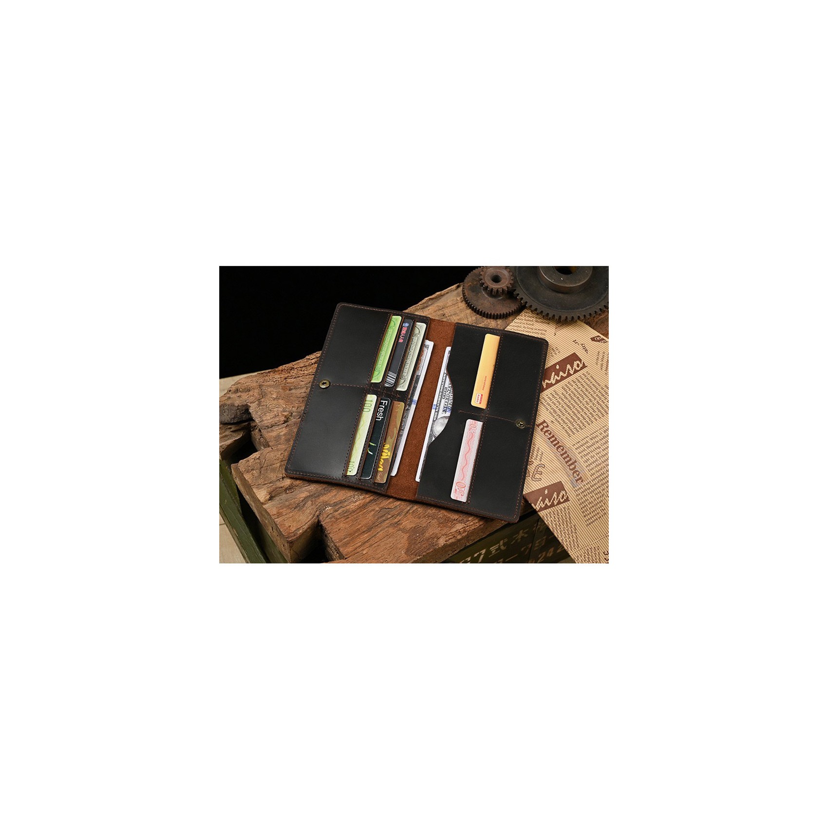 Мужской кожаный кошелек Henry темно-коричневый