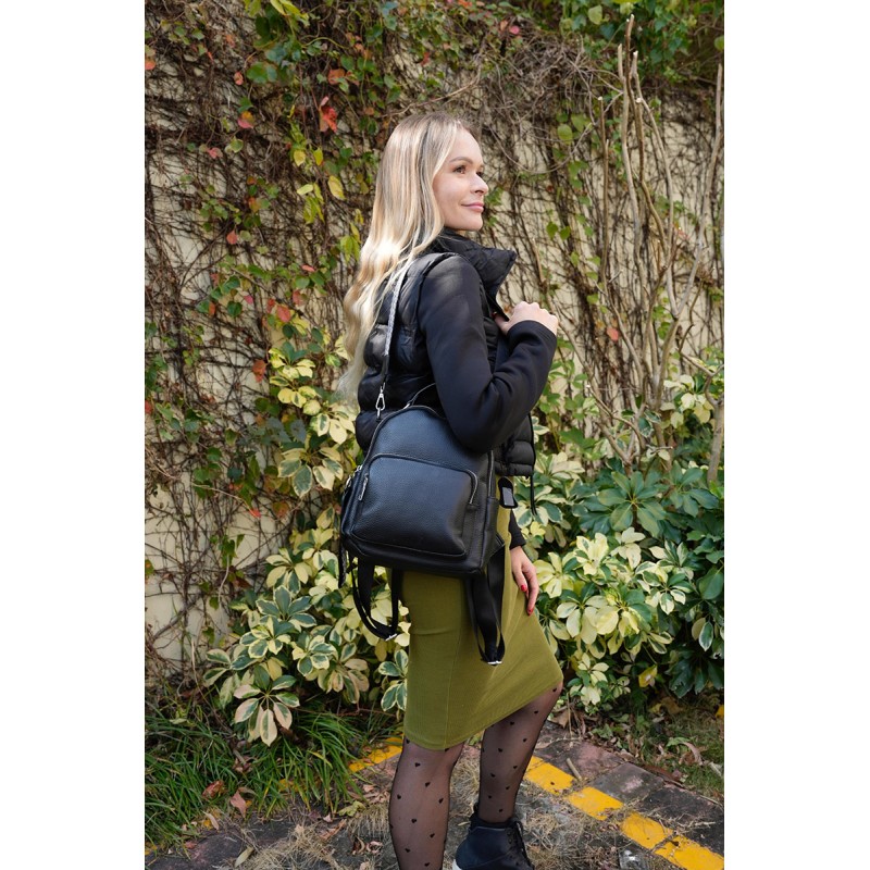 Жіночий шкіряний рюкзак Adeline чорний - 5 фото