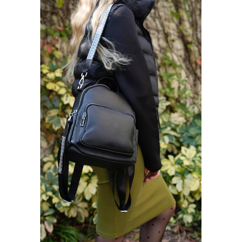Женский кожаный рюкзак Adeline черный - 7 фото