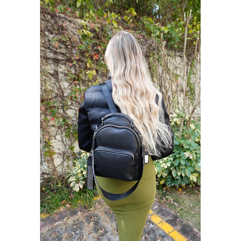 Женский кожаный рюкзак Adeline черный - 4 фото