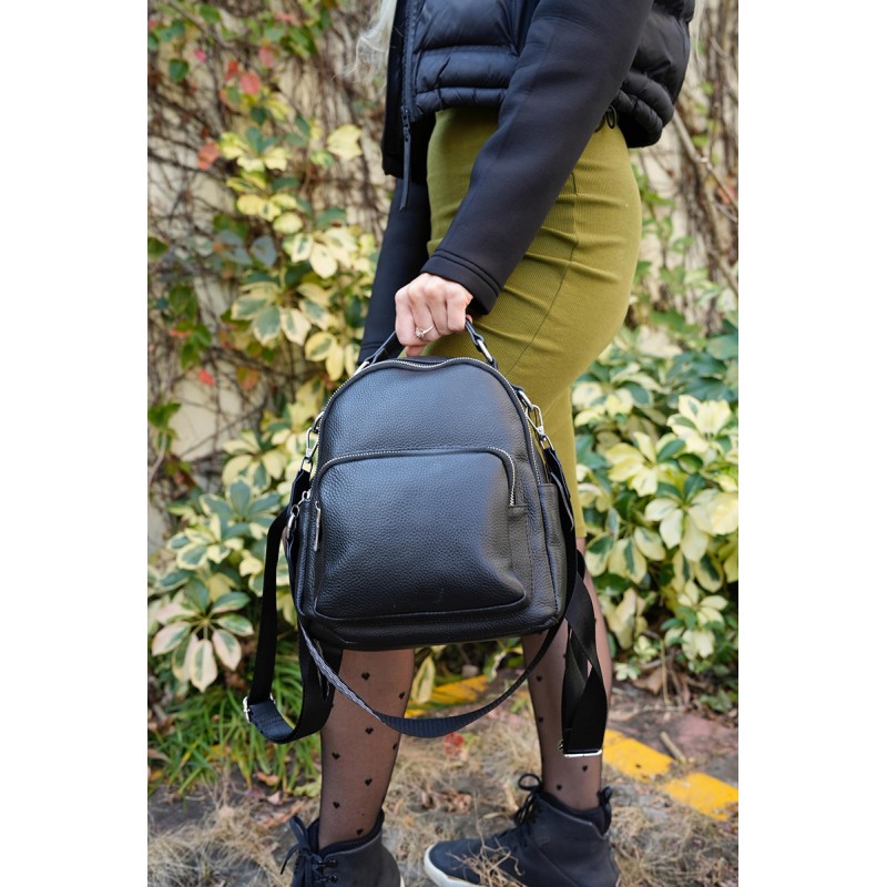 Женский кожаный рюкзак Adeline черный - 8 фото