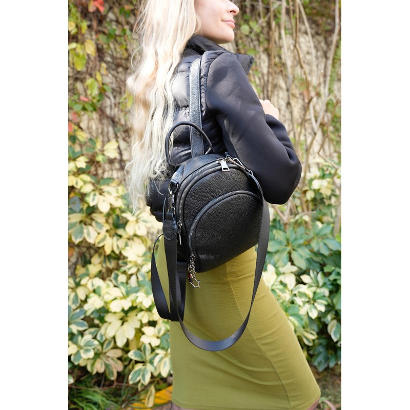 Женский кожаный рюкзак Alize черный - 24 фото