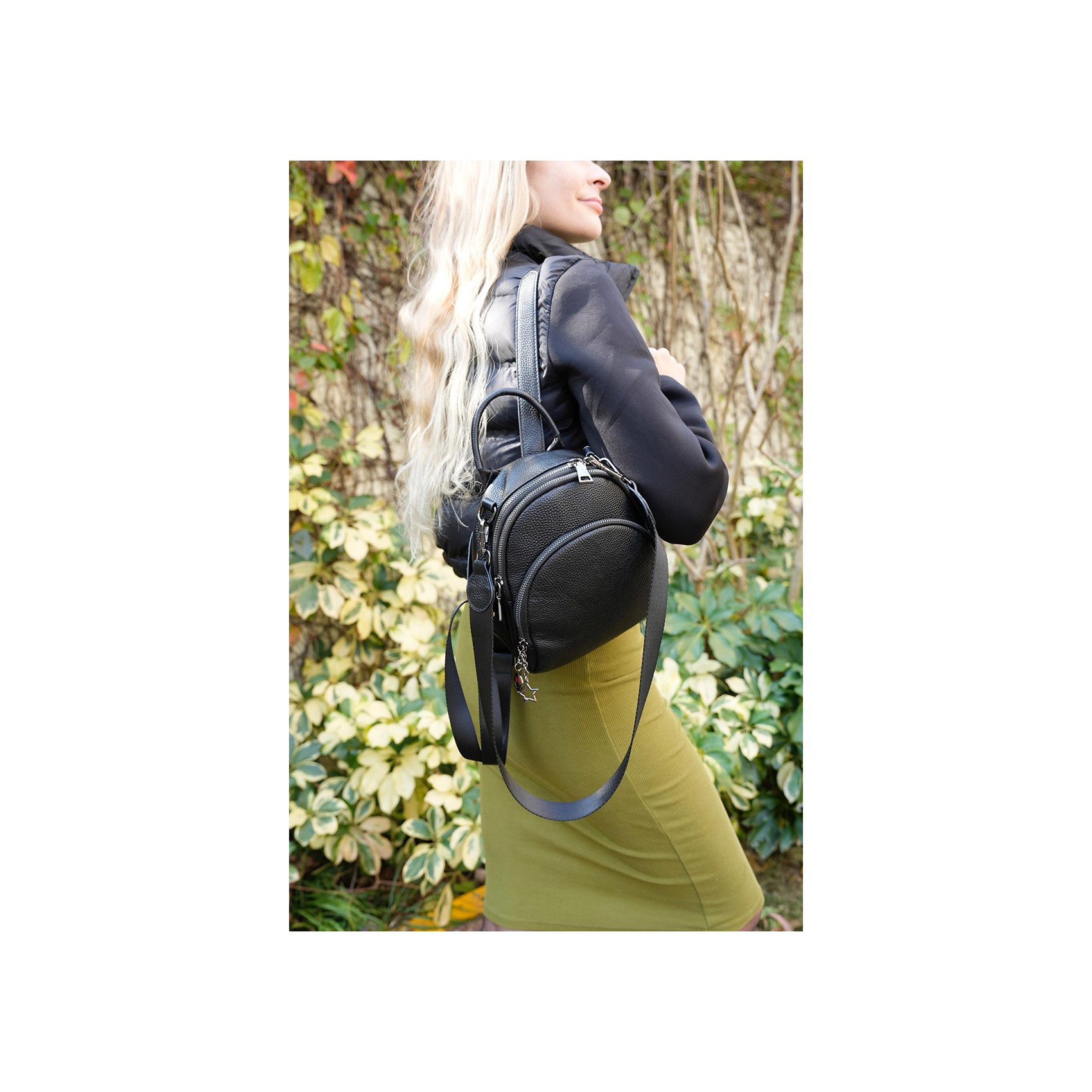 Женский кожаный рюкзак Alize черный