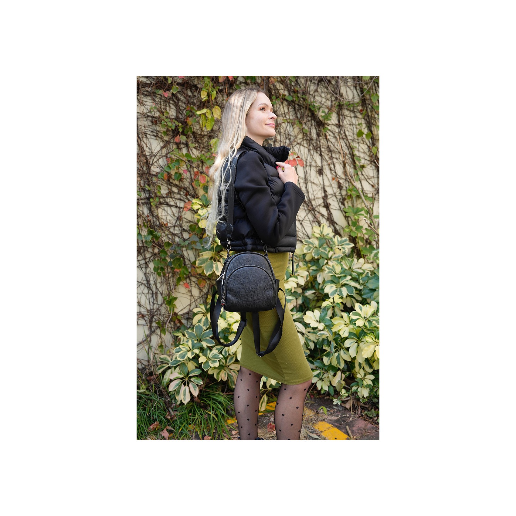 Женский кожаный рюкзак Alize черный