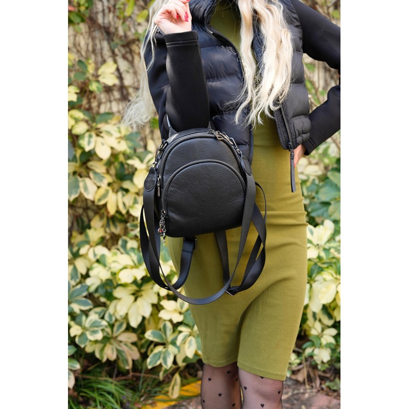 Женский кожаный рюкзак Alize черный - 4 фото