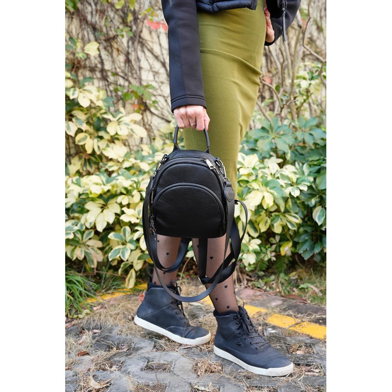 Жіночий шкіряний рюкзак Alize чорний - 8 фото