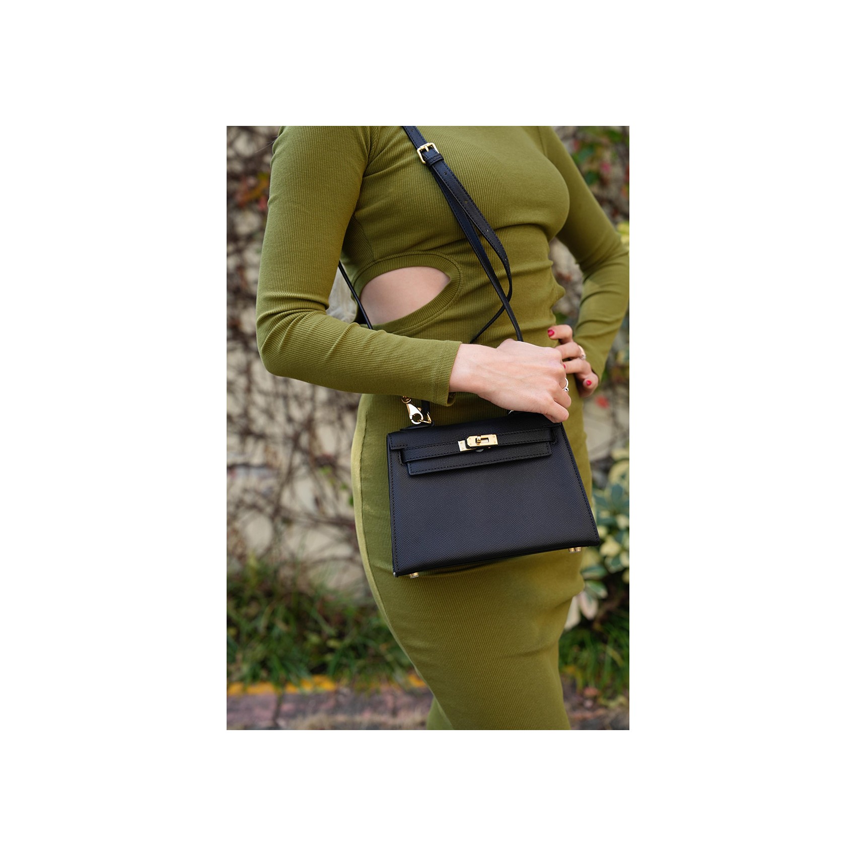 Женская кожаная сумка Kelly черная