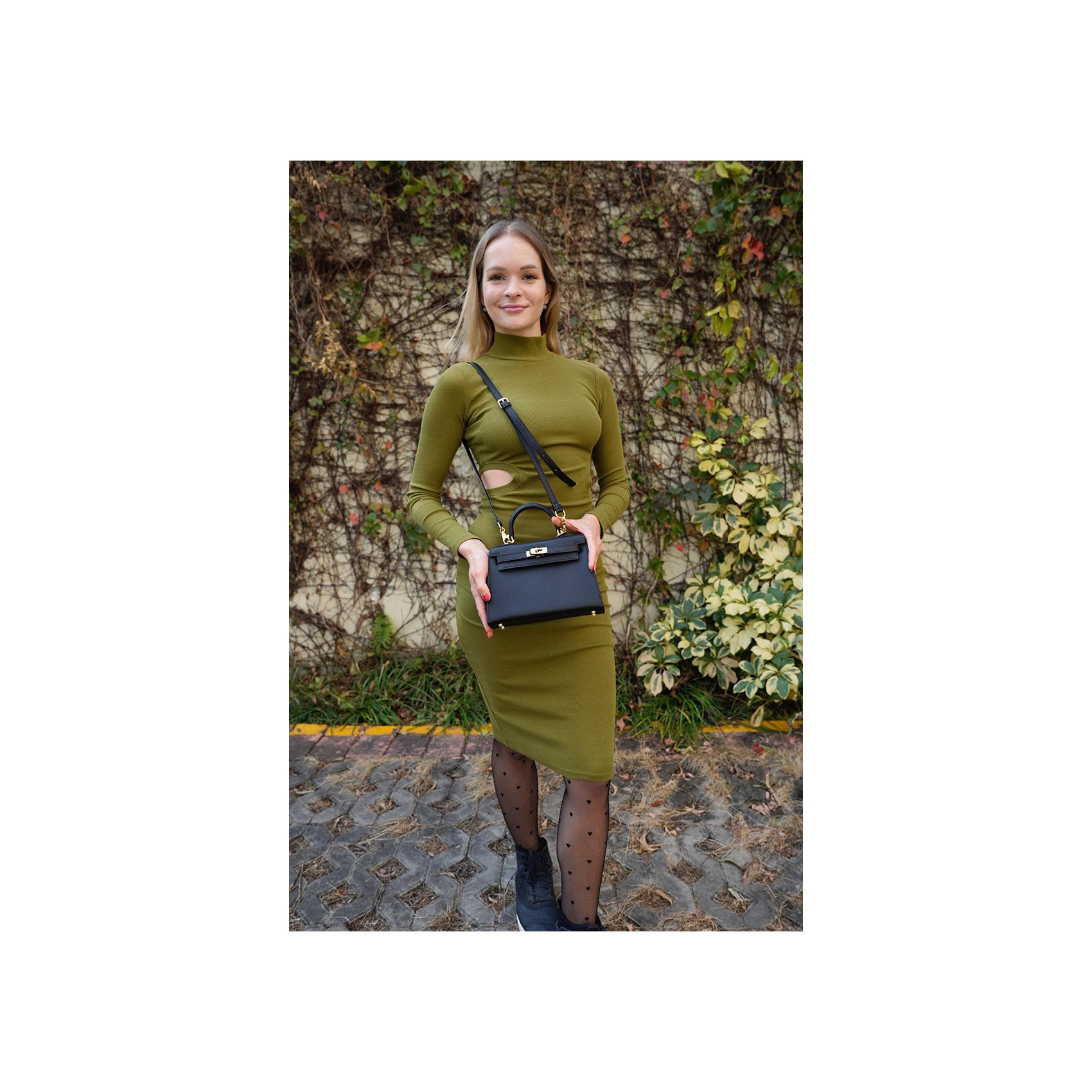 Женская кожаная сумка Kelly черная