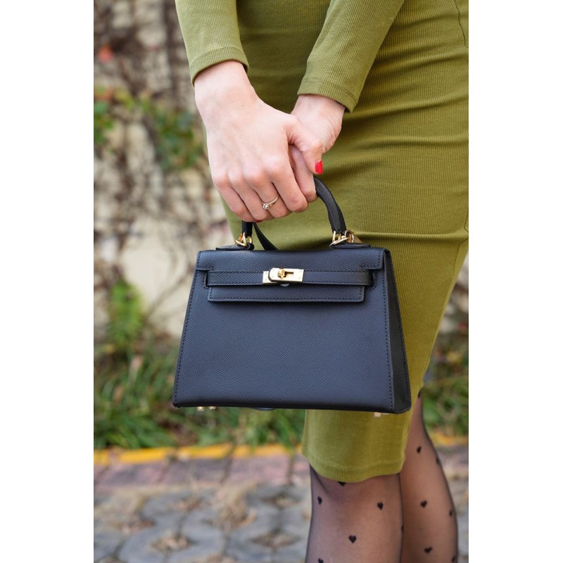 Жіноча шкіряна сумка Kelly чорна - 18 фото